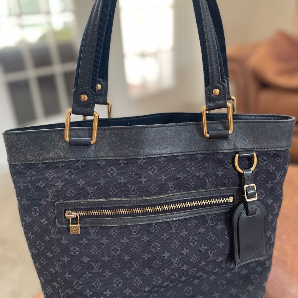 Louis Vuitton Dark blue denim mini Lin Tote with leather trim - Picture 3 of 12
